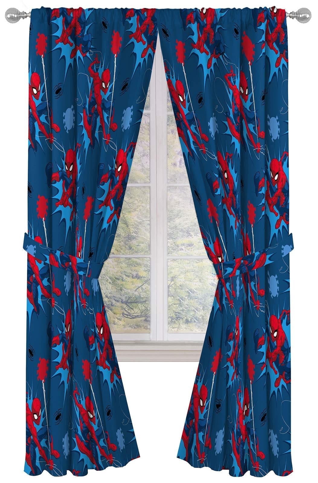 Marvel Spiderman Spidey Daze 2 Panels Drapes Set - 84 Inch Long - Superhero Kids Room Accessories
