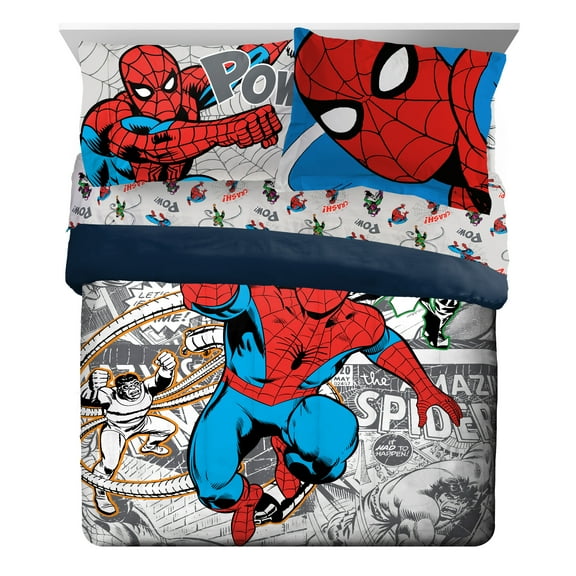 Marvel Spiderman Spidey VS 7 Piece Queen Size Bed Set with Shams