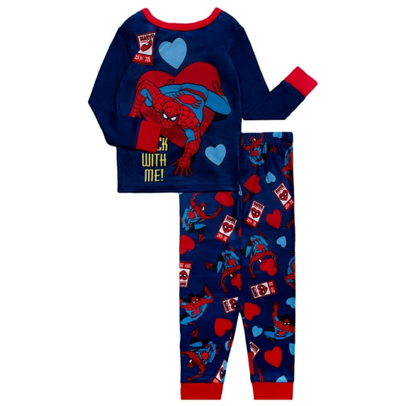 Marvel Spiderman Valentines Day 2-Piece Long Sleeve and Pant Snug Fit Pajama Set, Sizes 4-10