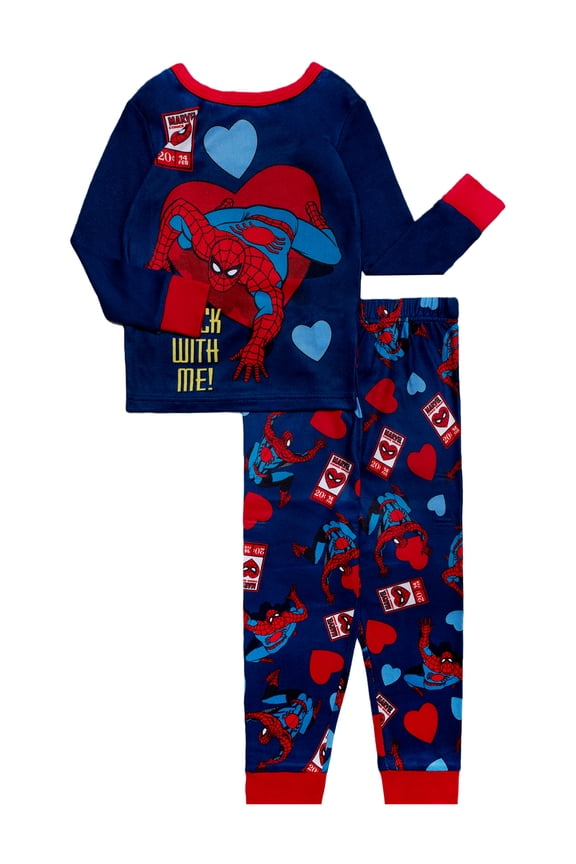 Marvel Spiderman Valentines Day 2-Piece Long Sleeve and Pant Pajama Set, Sizes 4-10