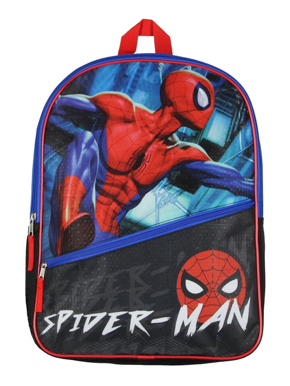 Spiderman Web Shooting Stance 16" Two Panel School Travel Backpack