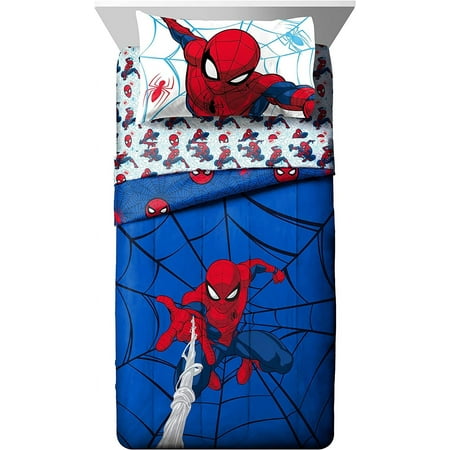 Marvel Spiderman Webtastic 5 Piece Twin Bed Set, 100% Microfiber, Blue