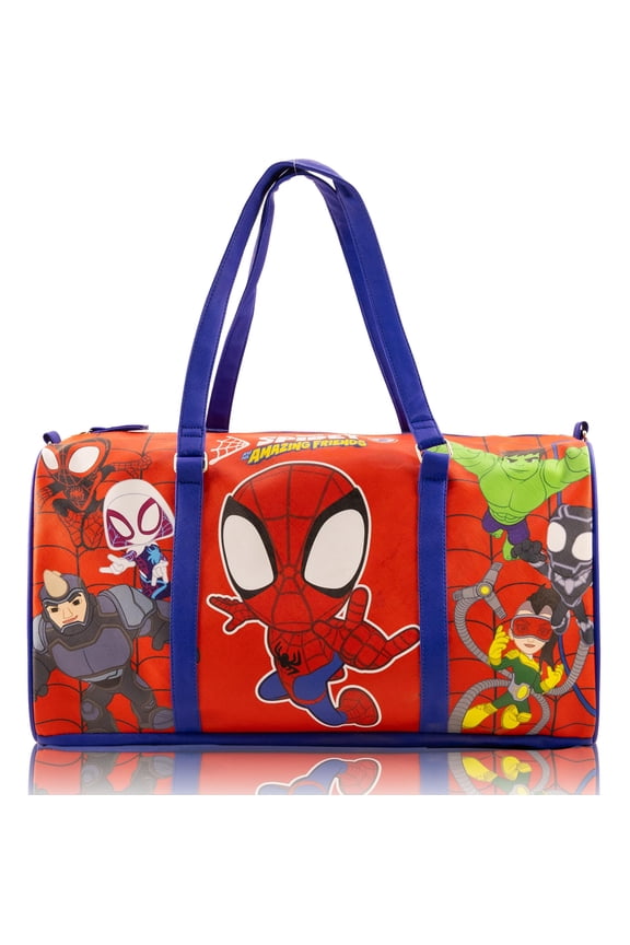 Marvel Spidey and His Amazing Friends Duffle Bag for Kids Spidey, Ghost-Spider & Miles Morales 16" Travel Bag Overnight Weekender Bag with Shoulder Strap Ages 3+