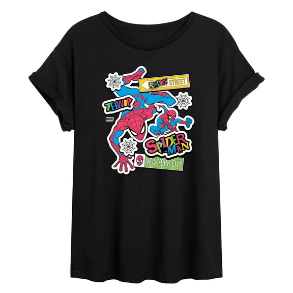 Marvel - Spidey Bright Stickers - Women's Oversized Graphic T-Shirt