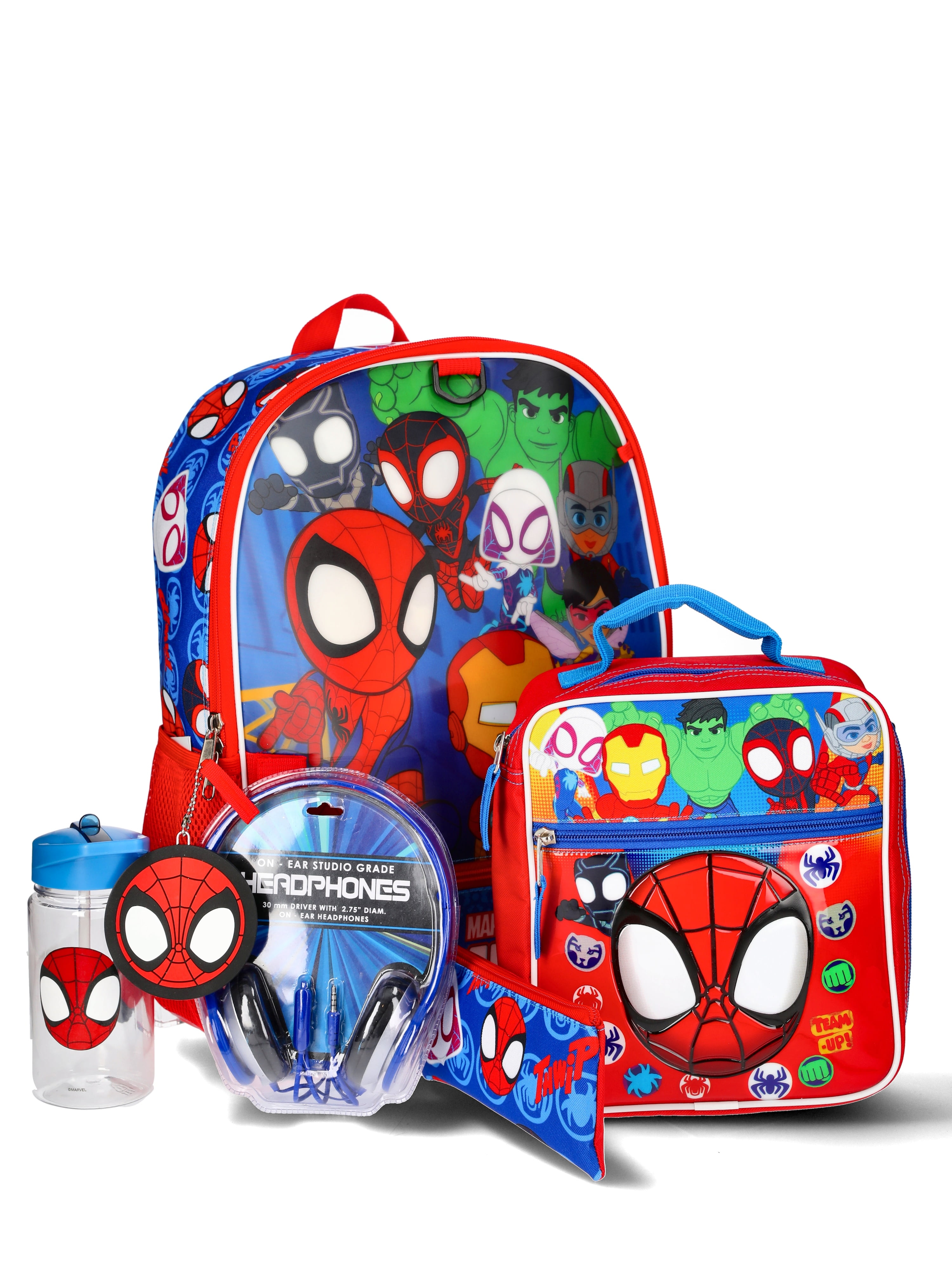 Marvel Spidey & Friends 6-Piece Backpack Set With Headphone - Blue