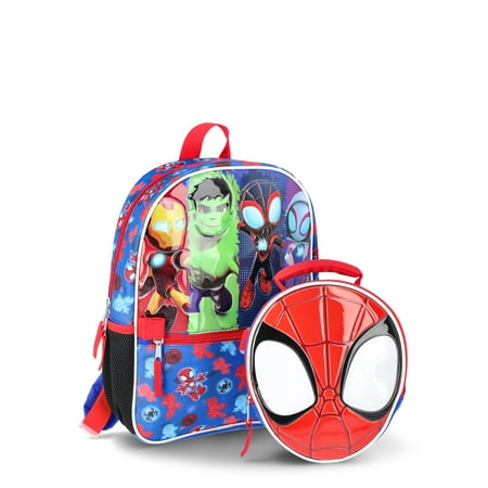 Marvel Spidey & Friends Toddler Backpack & Lunch Box Set, Blue/Green