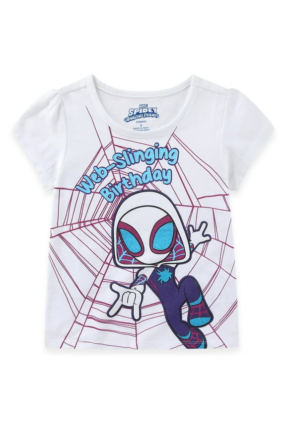 Spidey & His Amazing Friends Ghost Spider Birthday Short Sleeve T-Shirt (Girls), Sizes 2T-7