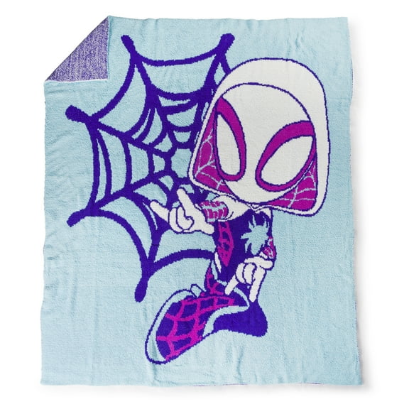 Marvel Spidey & His Amazing Friends Ghost Spider Feather Knit Throw - Soft & Cozy Décor