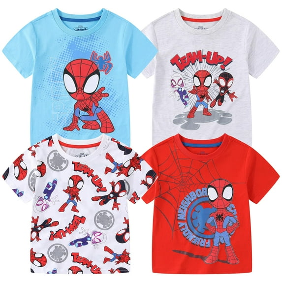 Marvel Spidey & His Amazing Friends Short Sleeve T-Shirt (Boys), 4 Pack, Sizes 2T-7