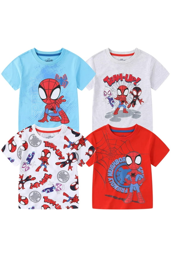 Spidey & His Amazing Friends Short Sleeve T-Shirt (Boys), 4 Pack, Sizes 2T-7