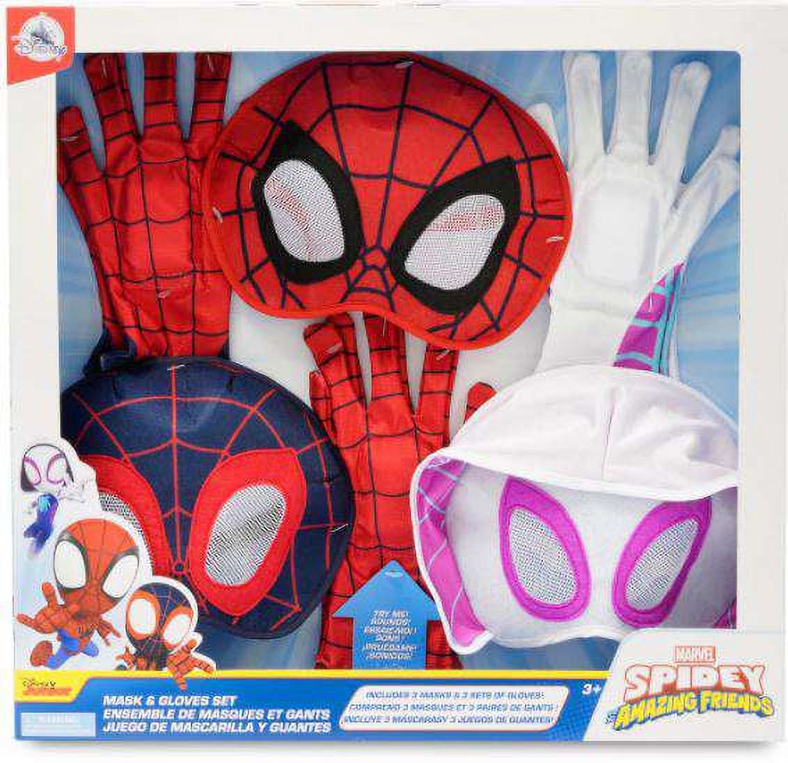 Marvel Spidey & His Amazing Friends Spidey (Peter Parker), Spin (Miles  Morales) & Ghost-Spider (Gwen Stacy) Mask & Gloves 3-Pack Set - Walmart.com