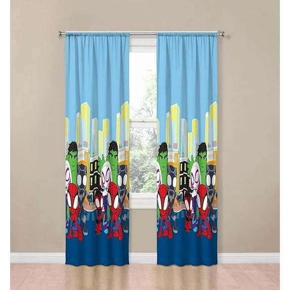 Marvel Spidey & His Amazing Friends Sunny Day Heroes 2 Panels Drapes Set - 84 Inch Long