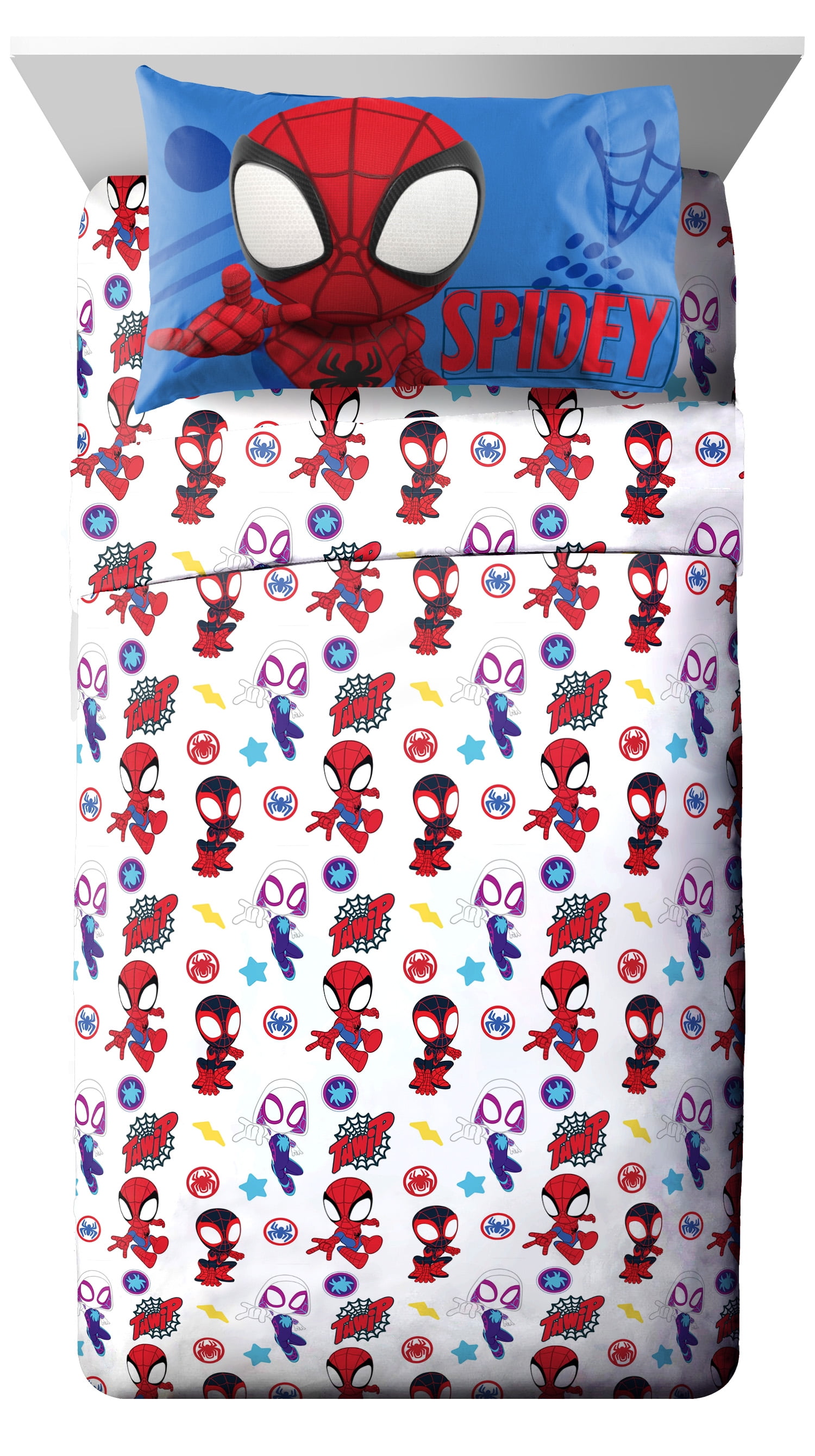 Marvel Spidey & His Amazing Friends Team Spidey 3 Piece Crib/Toddler Size Kids Sheet Set