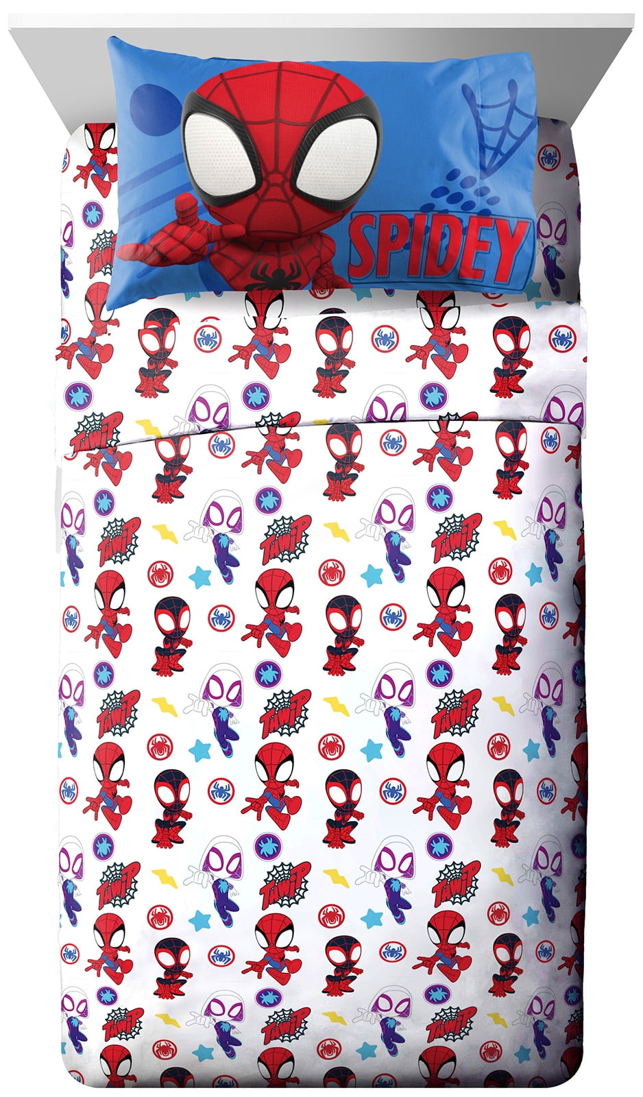 Marvel Spidey Twin Size White Microfiber Sheet Set