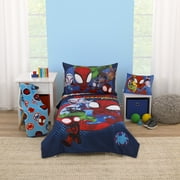 Marvel Spidey Lets Swing Blue 3-PC Toddler Bedding, Comforter, Sheet, Pillowcase, Toddler Boy