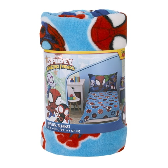 Marvel Spidey Let's Swing Plush Toddler Blanket, Blue, Red, 40"x50", Boy