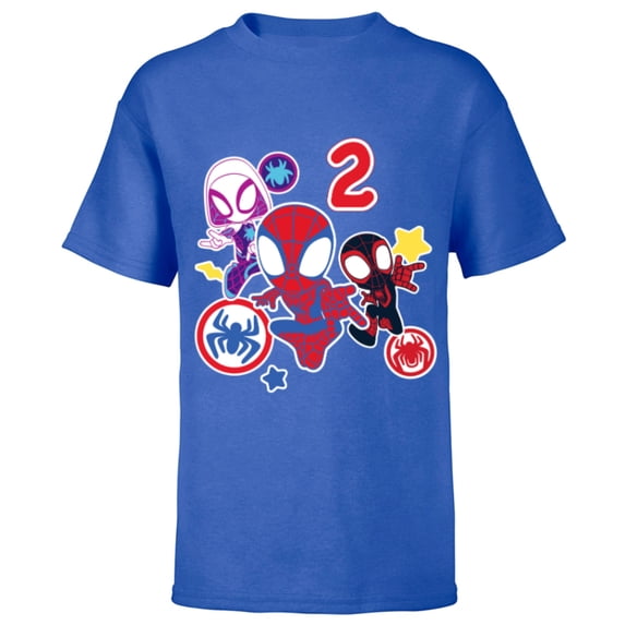 Marvel Spidey and His Amazing Friends 2 Year Old Birthday - Short Sleeve T-Shirt for Kids - Customized-Royal