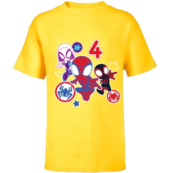 Marvel Spidey and His Amazing Friends 2 Year Old Birthday - Short Sleeve T-Shirt for Kids - Customized-Yellow