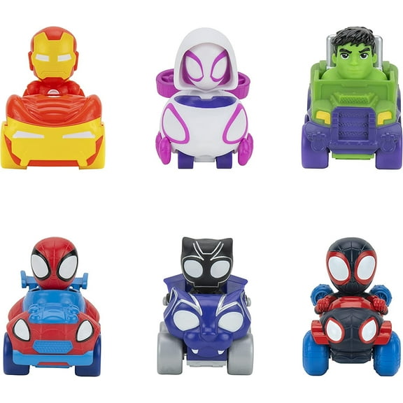 Spidey and His Amazing Friends Marvels Amazing Mini Vehicle 6 Pack - Six 2-Inch Amazing Mini Vehicles - Toys Featuring Your Friendly Neighborhood Spideys