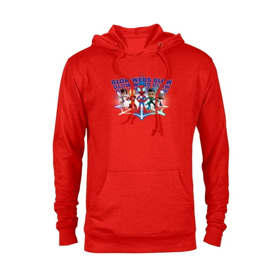 Marvel Spidey and His Amazing Friends Avengers Glow Webs - Pullover Hoodie for Adults - Customized-Red
