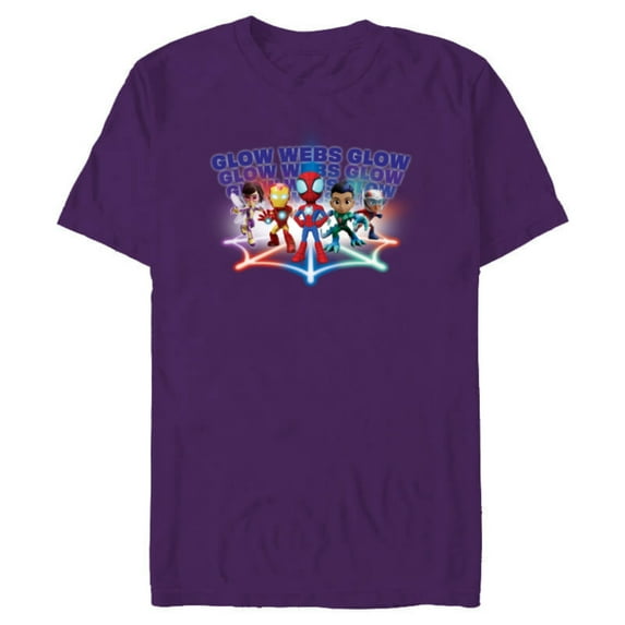 Marvel Spidey and His Amazing Friends Avengers Glow Webs - Short Sleeve Blended T-Shirt for Adults - Customized-Purple