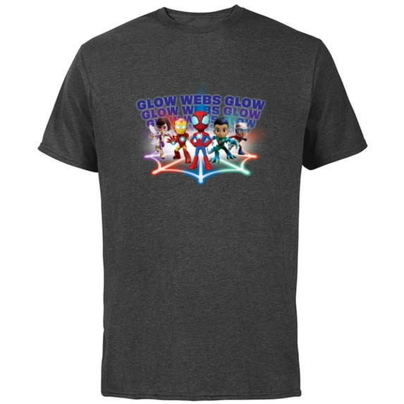 Marvel Spidey and His Amazing Friends Avengers Glow Webs - Short Sleeve Cotton T-Shirt for Adults - Customized-Charcoal