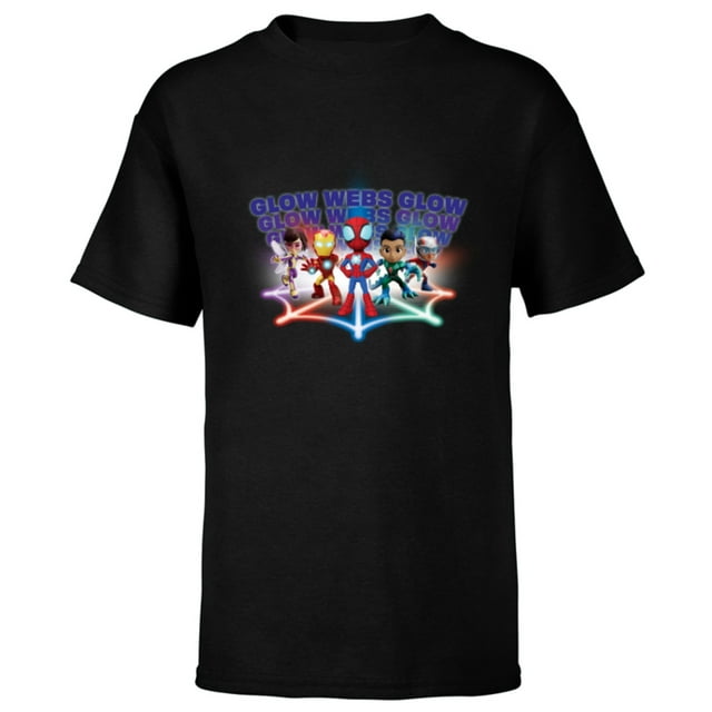 Marvel Spidey and His Amazing Friends Avengers Glow Webs - Short Sleeve T-Shirt for Kids - Customized-Black