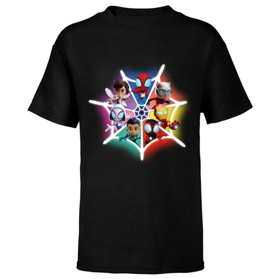 Marvel Spidey and His Amazing Friends Avengers Team-Up - Short Sleeve T-Shirt for Kids - Customized-Black