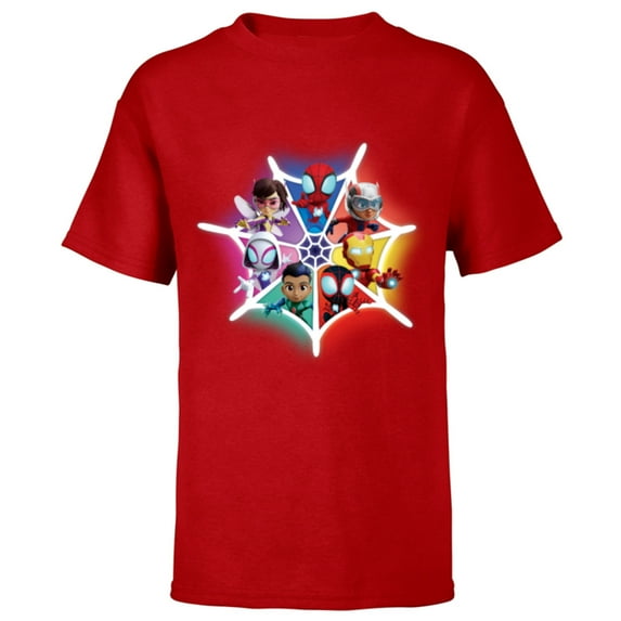 Marvel Spidey and His Amazing Friends Avengers Team-Up - Short Sleeve T-Shirt for Kids - Customized-Red
