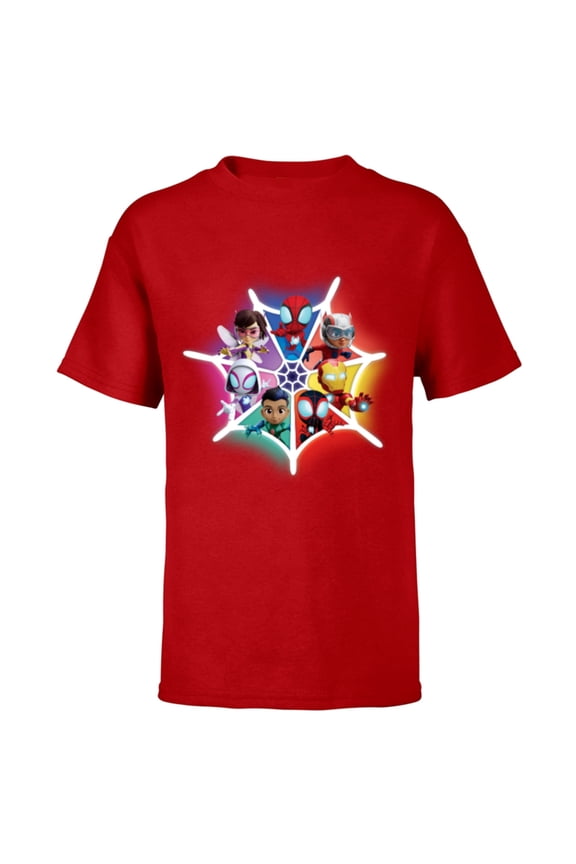 Spidey and His Amazing Friends Avengers Team-Up - Short Sleeve T-Shirt for Kids - Customized-Red