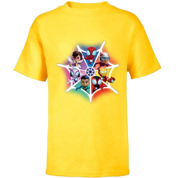 Marvel Spidey and His Amazing Friends Avengers Team-Up - Short Sleeve T-Shirt for Kids - Customized-Yellow