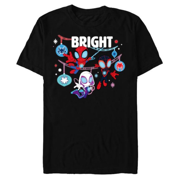 Marvel Spidey and His Amazing Friends Bright Christmas - Short Sleeve Blended T-Shirt for Adults - Customized-Black