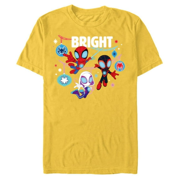 Marvel Spidey and His Amazing Friends Bright Christmas - Short Sleeve Blended T-Shirt for Adults - Customized-Yellow
