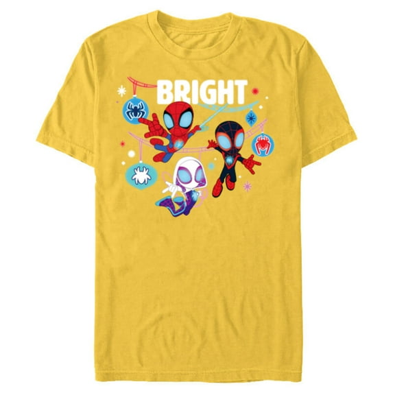 Marvel Spidey and His Amazing Friends Bright Christmas - Short Sleeve Blended T-Shirt for Adults - Customized-Yellow