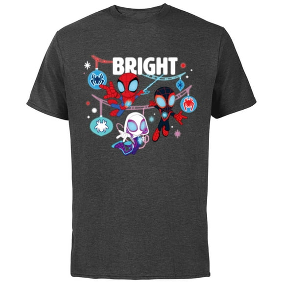 Marvel Spidey and His Amazing Friends Bright Christmas - Short Sleeve Cotton T-Shirt for Adults - Customized-Charcoal