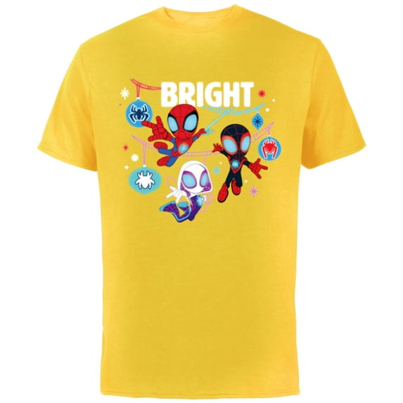 Marvel Spidey and His Amazing Friends Bright Christmas - Short Sleeve Cotton T-Shirt for Adults - Customized-Yellow