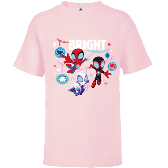 Marvel Spidey and His Amazing Friends Bright Christmas - Short Sleeve T-Shirt for Kids - Customized-Soft Pink