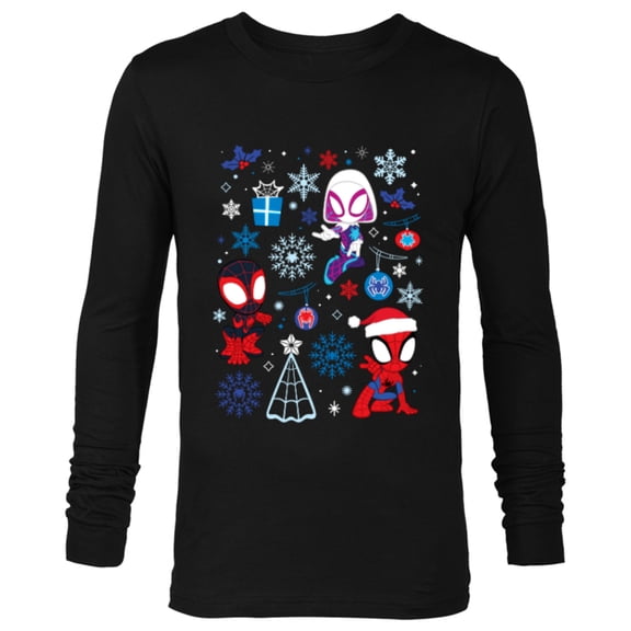 Marvel Spidey and His Amazing Friends Christmas Holiday Icon - Long Sleeve T-Shirt for Men - Customized-Black
