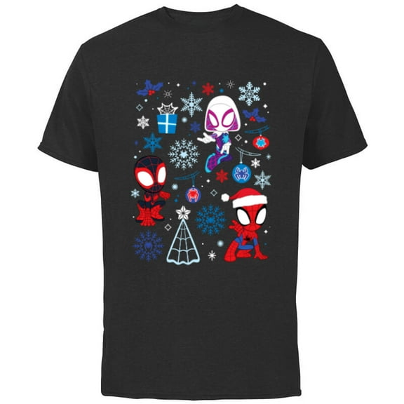 Marvel Spidey and His Amazing Friends Christmas Holiday Icon - Short Sleeve Cotton T-Shirt for Adults - Customized-Black