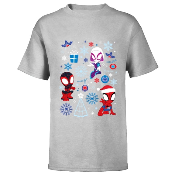 Marvel Spidey and His Amazing Friends Christmas Holiday Icon - Short Sleeve T-Shirt for Kids - Customized-Athletic Heather