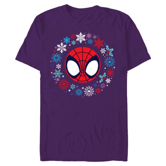 Marvel Spidey and His Amazing Friends Christmas Wreath - Short Sleeve Blended T-Shirt for Adults - Customized-Purple
