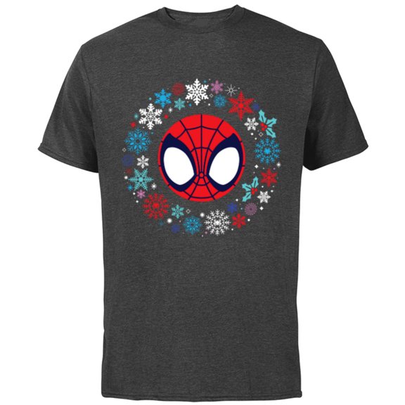 Marvel Spidey and His Amazing Friends Christmas Wreath - Short Sleeve Cotton T-Shirt for Adults - Customized-Charcoal