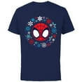 thumbnail image 1 of Marvel Spidey and His Amazing Friends Christmas Wreath - Short Sleeve Cotton T-Shirt for Adults - Customized-Navy, 1 of 5