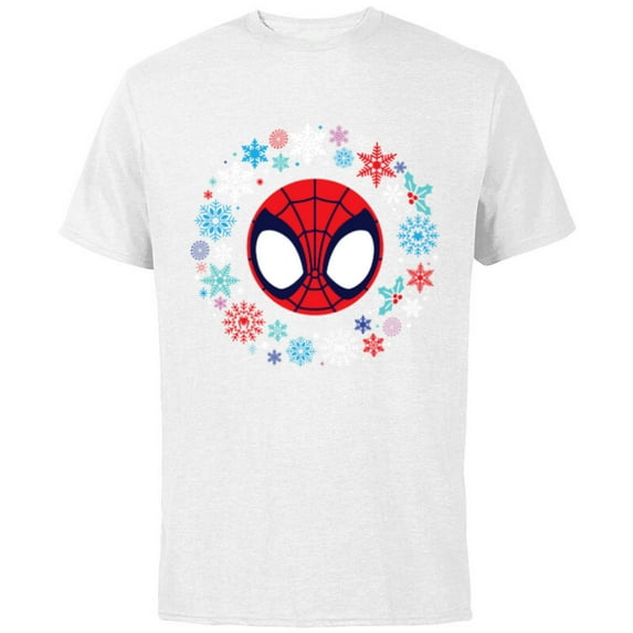 Marvel Spidey and His Amazing Friends Christmas Wreath - Short Sleeve Cotton T-Shirt for Adults - Customized-White