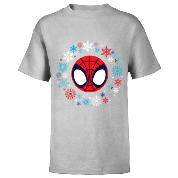 Marvel Spidey and His Amazing Friends Christmas Wreath - Short Sleeve T-Shirt for Kids - Customized-Athletic Heather
