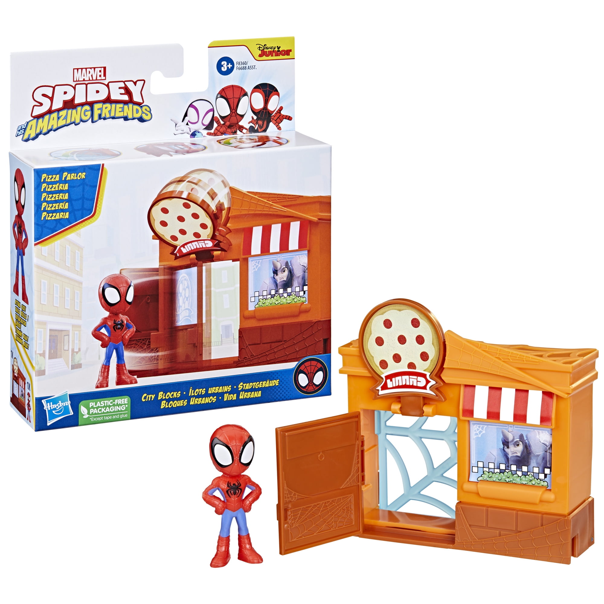 Marvel Spidey and His Amazing Friends City Blocks Spidey Pizza Parlor Kids Playset
