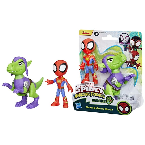 Marvel Spidey and His Amazing Friends Dino-Webs, Spidey and Goblin Raptor Action Figures