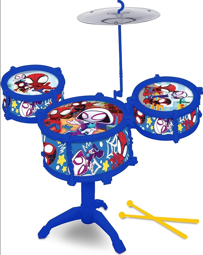 Marvel Spidey and His Amazing Friends Kids Drum Set – Musical Toy Drum Kit for Boys Girls, Complete Kids Percussion Set with Sticks, Educational Musical Instrument Toy for Early Learning and Fun