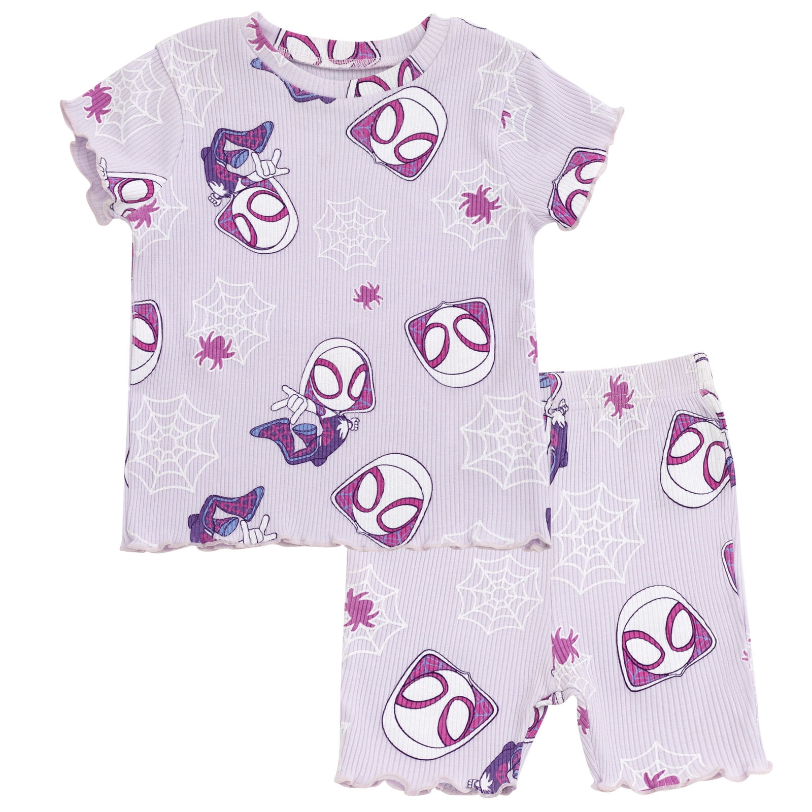 Marvel Spidey and His Amazing Friends Ghost-Spider Ribbed T-Shirt and Shorts Outfit Set Newborn to Little Kid