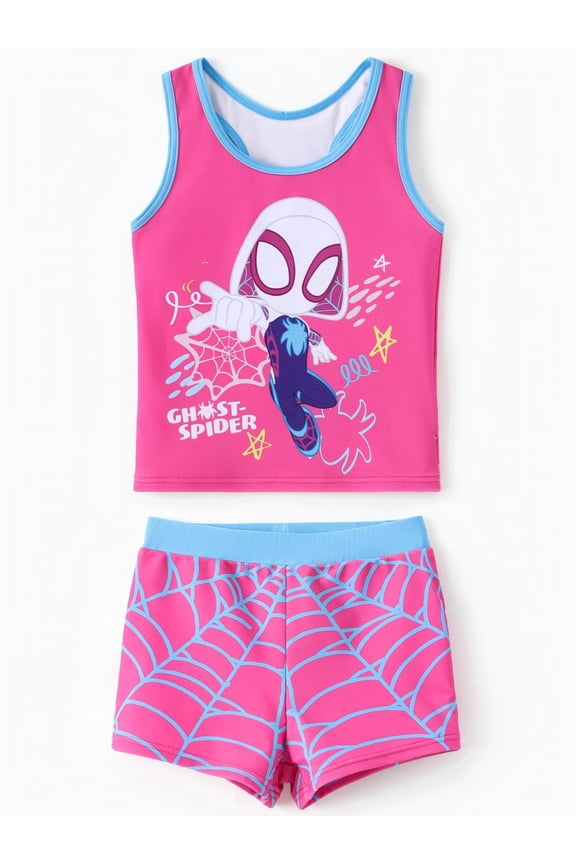 Spidey and His Amazing Friends Ghost-Spider Toddler Girls Swimsuit Tankini Top and Short Two-Piece Bathing Suit Size 2-5
